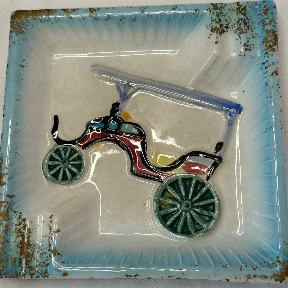 Vintage Ashtray Cigar/Cigarette Car/Cart, Ceramic, 5.5”, Unique Super Rare Find - Picture 3 of 11